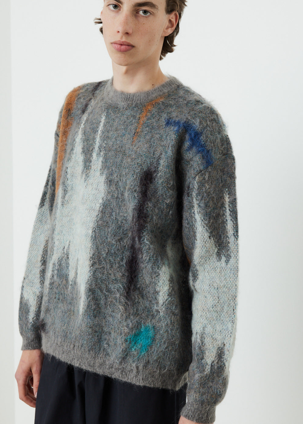 yoke STILL JACQUARD CREWNECK:top gray | www.claypoolesearch.com