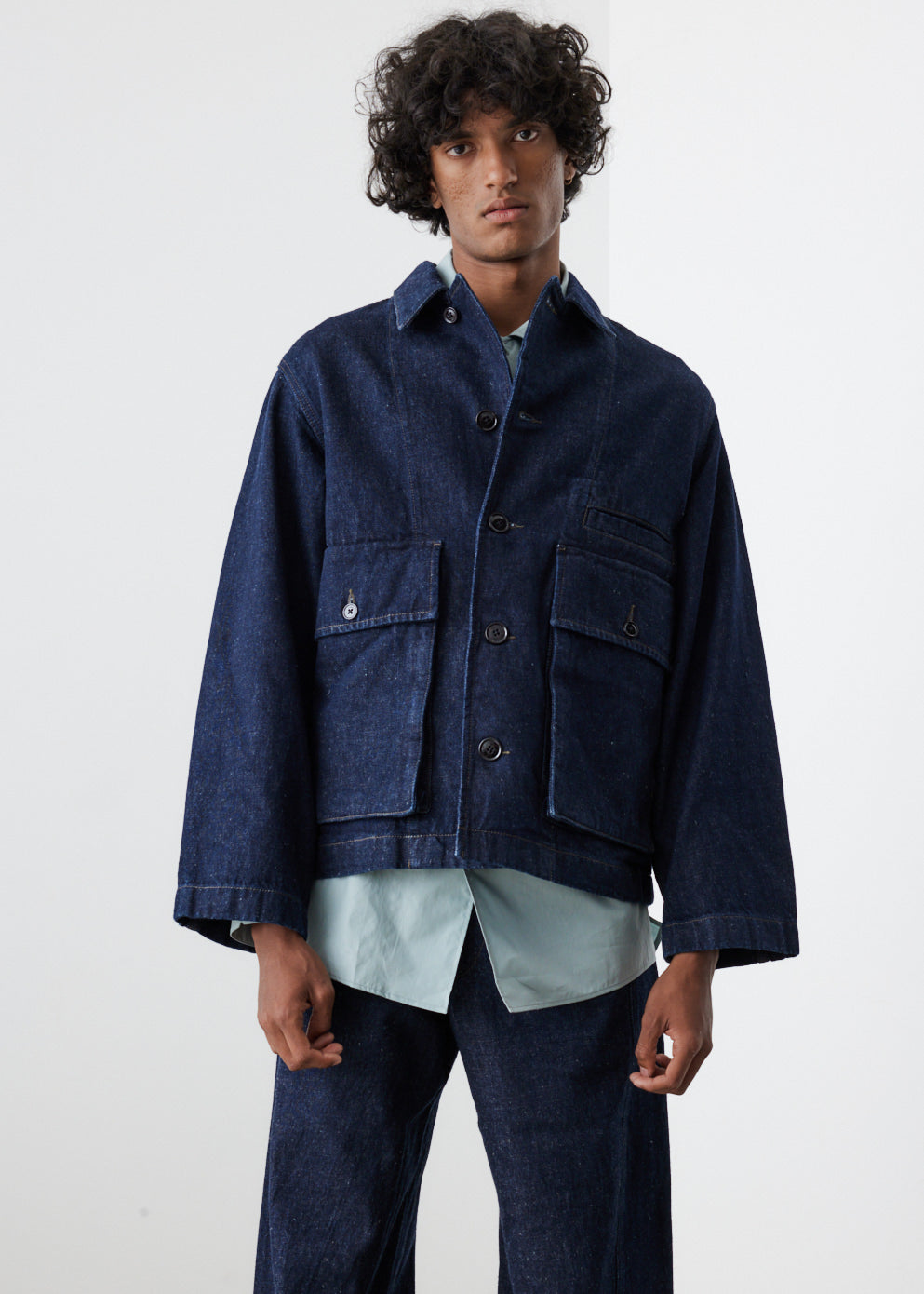 Boxy Denim Blouson Jacket