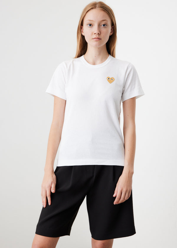 Women's White T107 Red Heart T-shirt by Comme Des Garcons Play | Incu