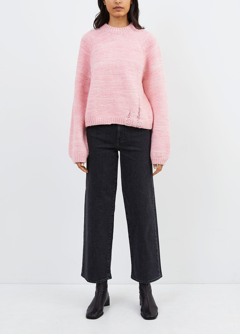 Cropped Ladder Knit Sweater