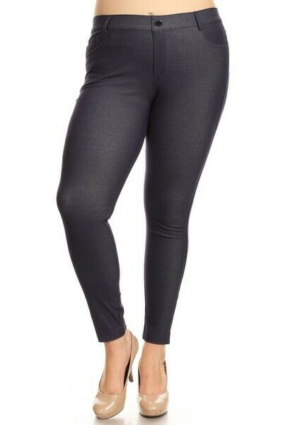 Yelete Women's Cotton-Blend 5-Pocket Skinny Jegging Navy - Plus Size -  TheMensStore.net
