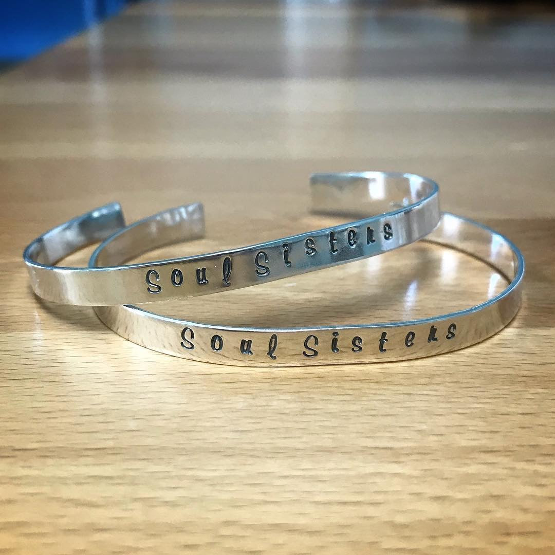 silver bracelet with words