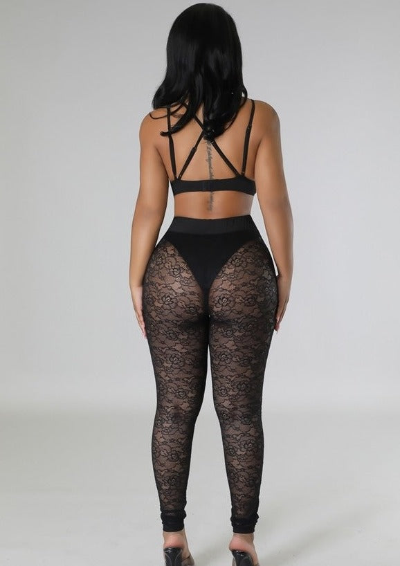 Callopi Sheer Lace Bra Top And High Waist Leggings Set - vatlieuinphun