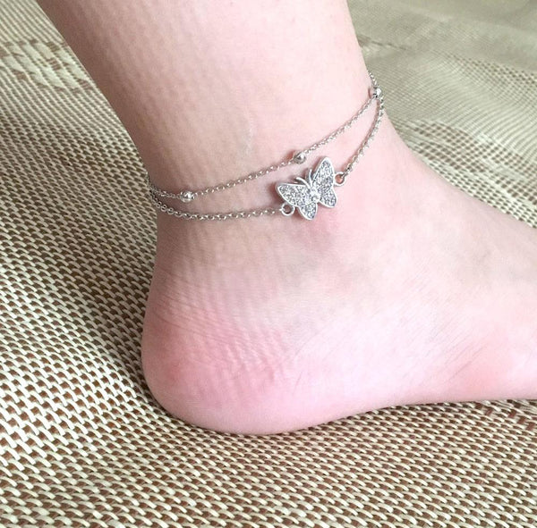 Multilayer Butterfly Ankle Bracelet (Silver),women has the latest range of Girls, Boys and Baby Clothes, Toys and more. Shop online for free shipping on all orders over $49.,Your favorite kids brands and independent boutiques, all in one magical place., body jewelry, anklets, socks, belts, fashion jewelry, body accessories, trendy accessories, trendy fashion, chain accessories