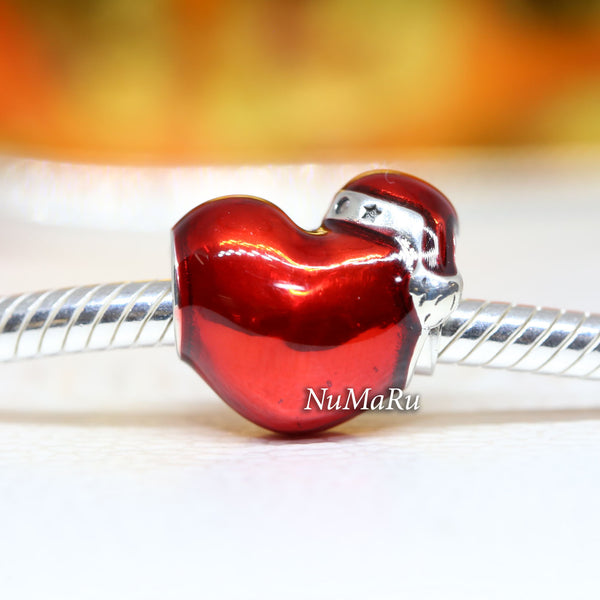 Metallic Red Christmas Heart Charm 792336C01 - vatlieuinphun