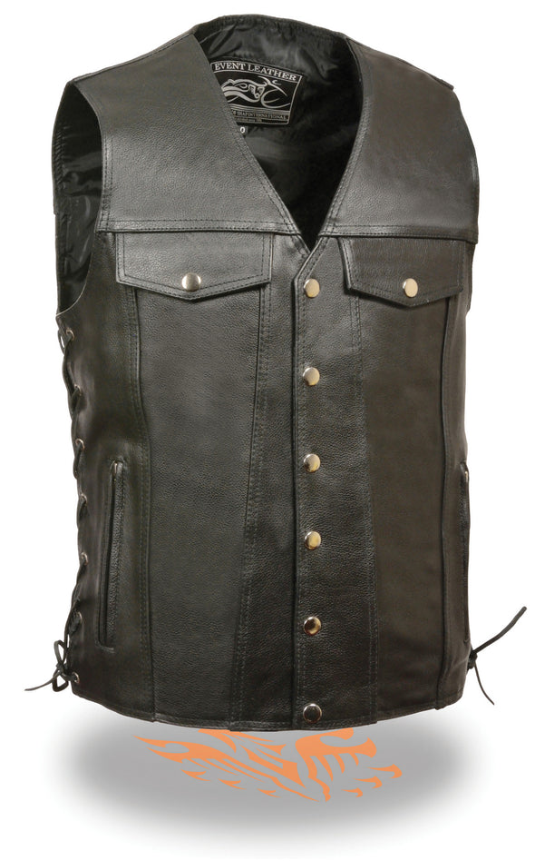 Men's Side Lace Motorcycle Biker Vest with Gun Pockets concealed carry ...