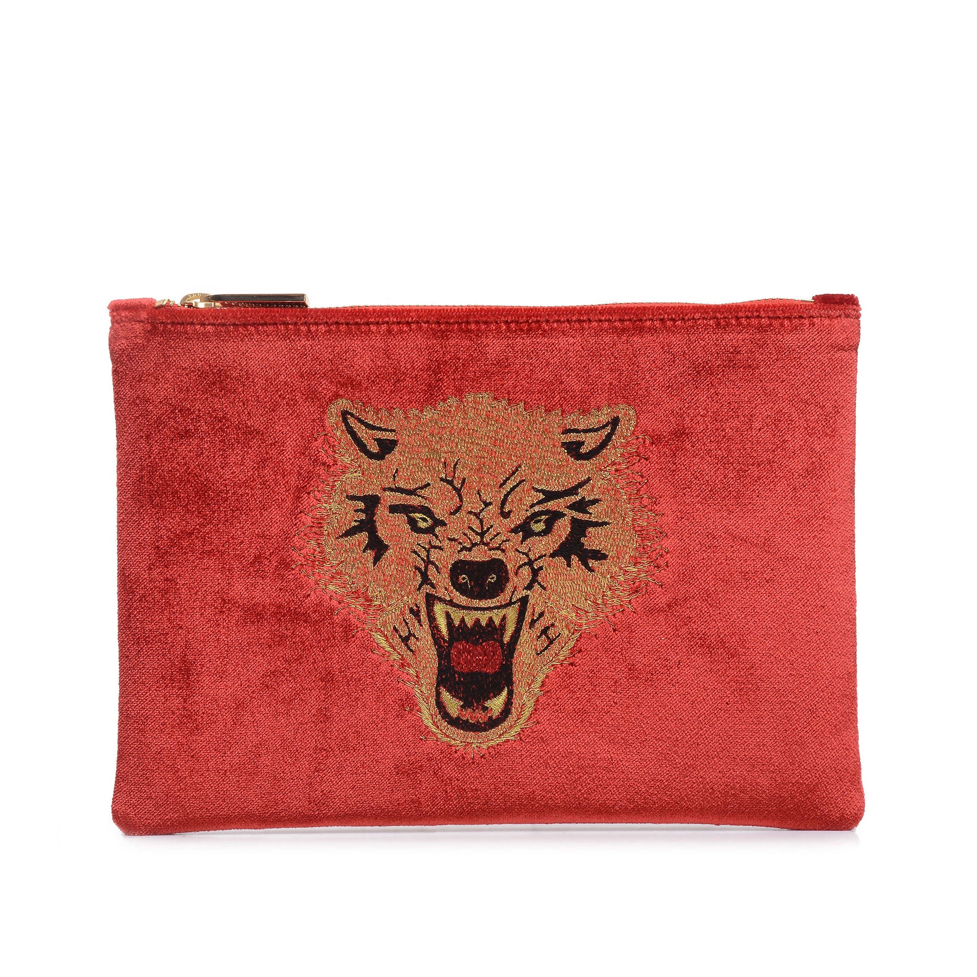 Leopard & Red Patent Clutch Bag