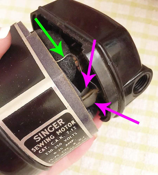 Singer Featherweight Capacitors Inside the Motor 2