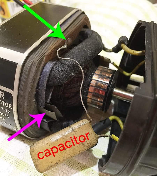 Singer Featherweight Capacitors Inside the Motor 4