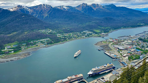 Aerial view of Juneau during a quilting cruise to Alaska in 2024.