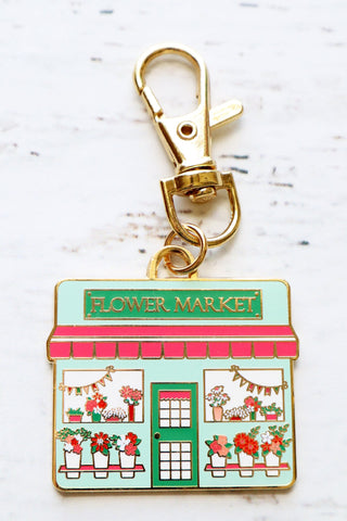 Keyring & Keychain Enamel Charm, Retro Camper by Flamingo Toes