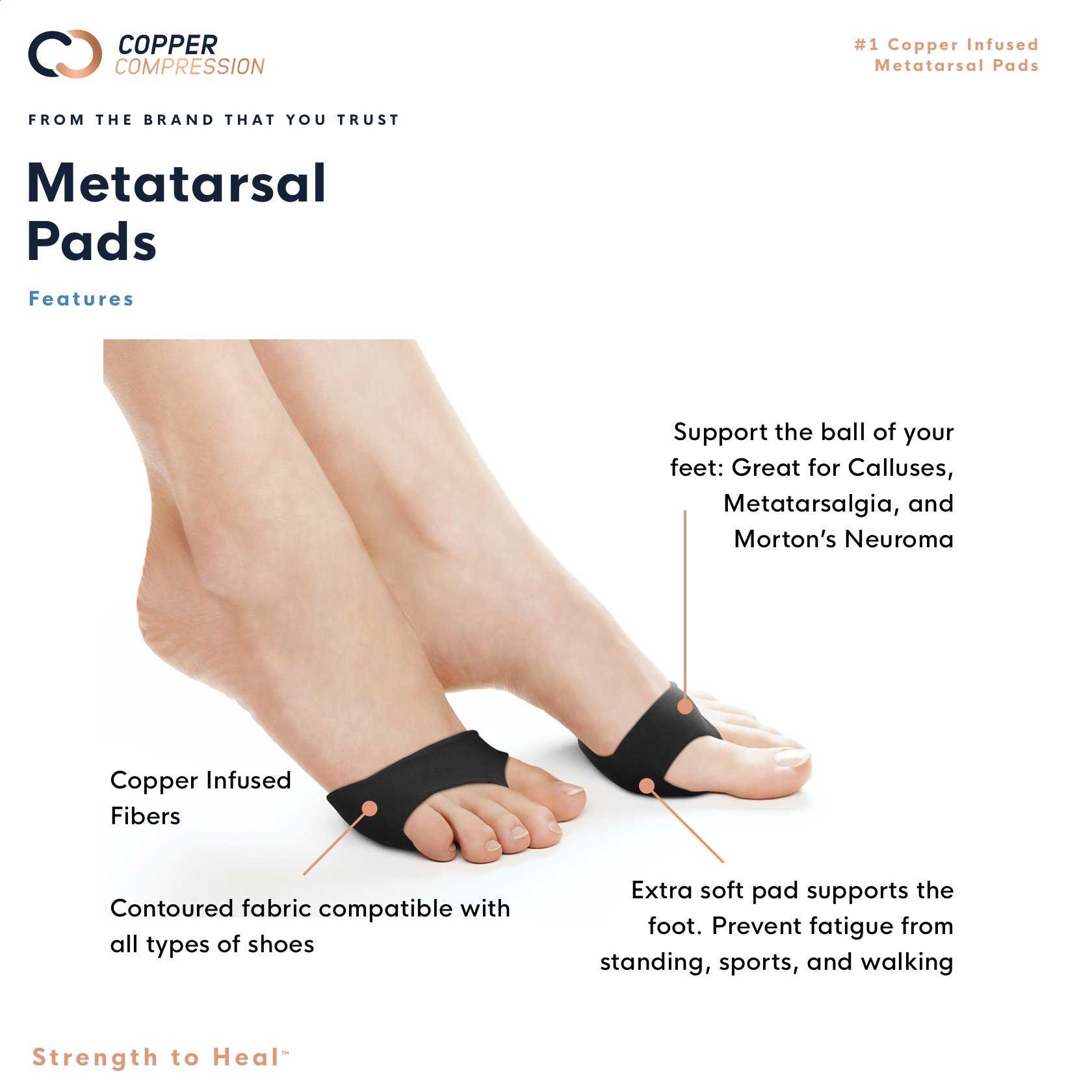 Metatarsal Pads - Copper-Infused Foot Pads for Pain - Custom Fit ...