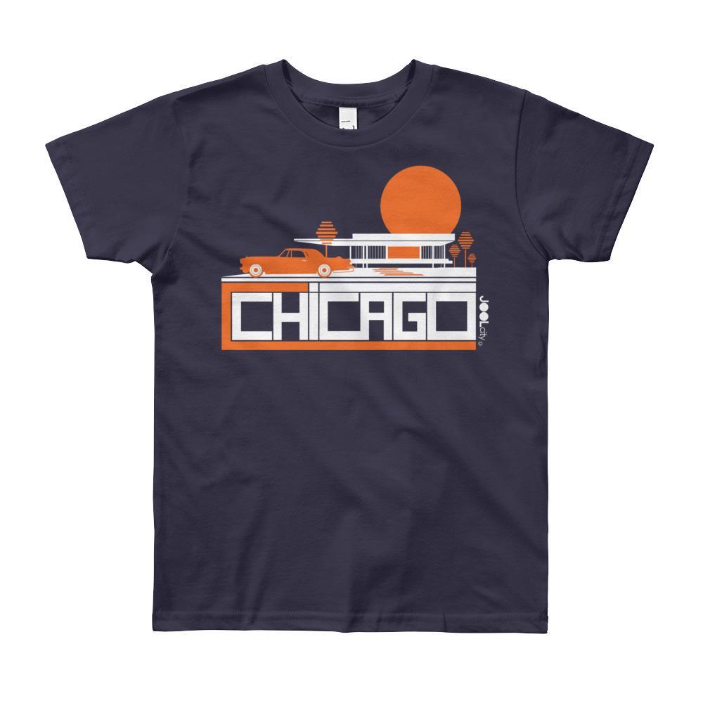 Chicago Mid-Century Ride Short Sleeve Youth T-shirt T-Shirt Navy / 12yrs designed by JOOLcity