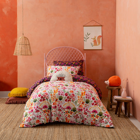 KAS Australia Hettie Kids Quilt Cover Set and pillows styled with plush toy.