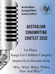 Australian Songwriters Association 2020 Song Comp winner Who, What, When, Where, How and Why by Busy Izzy and Friends