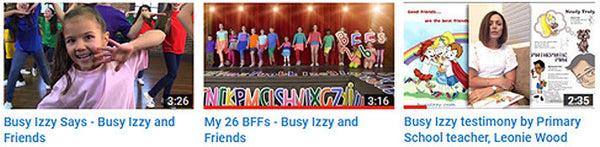 Busy Izzy YouTube video thumbnails