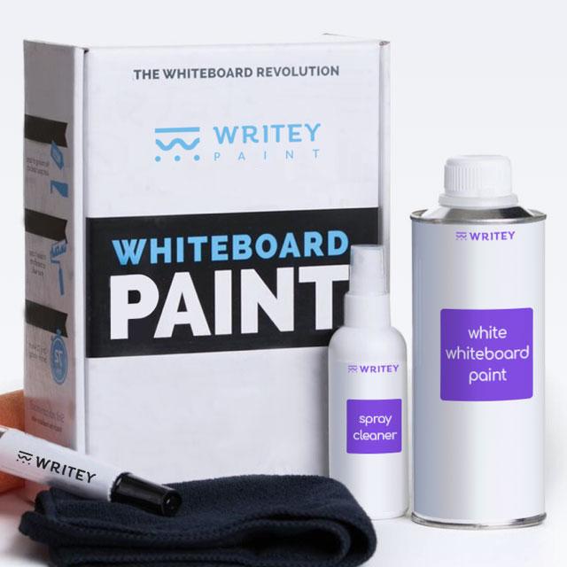 Whiteboard Paint | 1-Part Dry Erase Paint | Clear & White Coats, White / 200 Sq ft