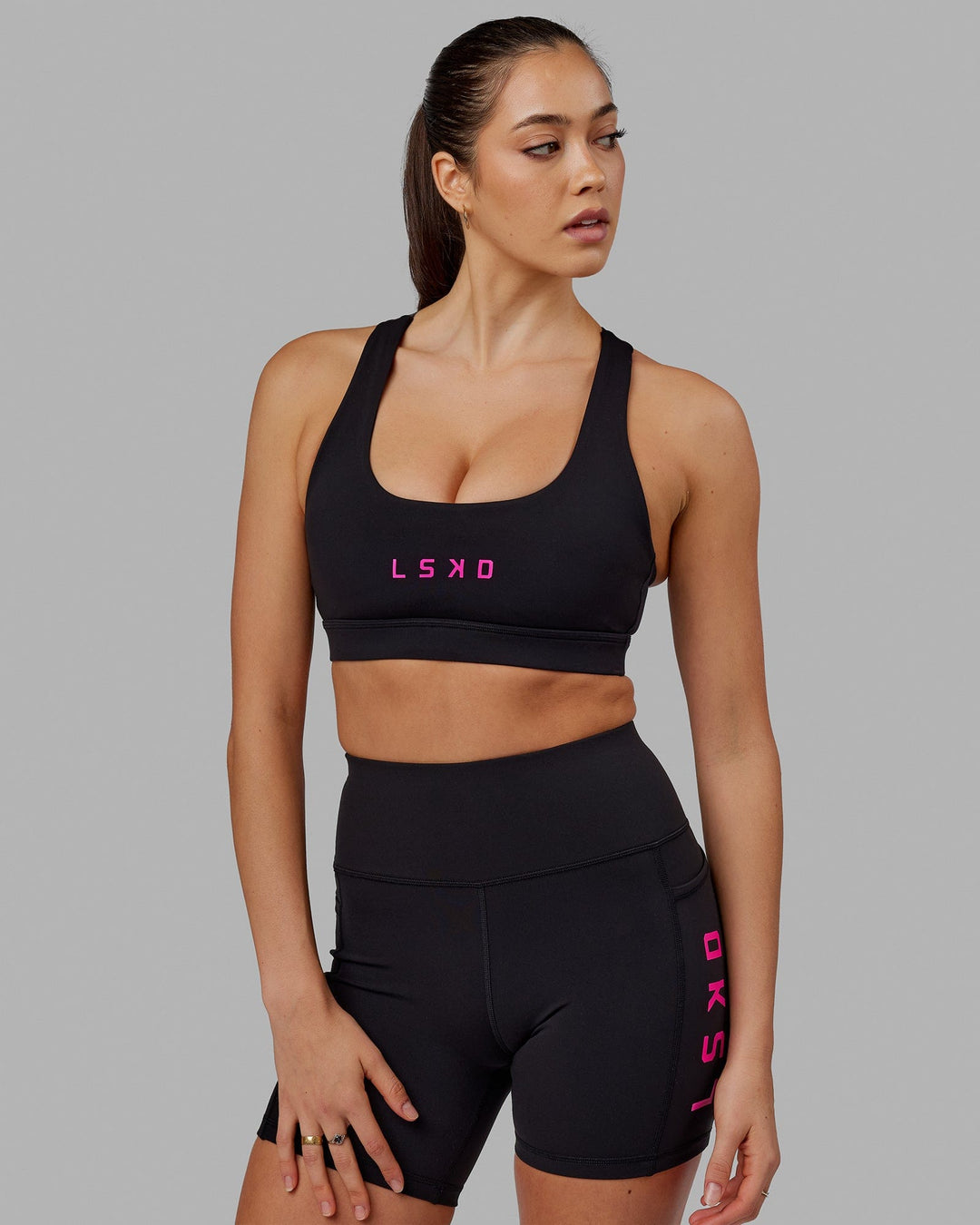 Rep Sports Bra Small Logo - Black-Azure Blue