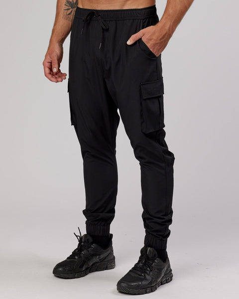 Buy Online|Spykar Men Black Cotton Joggers Fit Ankle Length Mid Rise Cargo  Pant