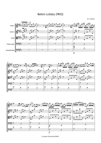 Trio Bella S Lullaby River Flows In You Yiruma String Quartet Versi String Quartet Sheet Music