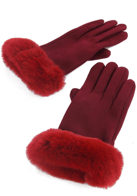 faux fur trim gloves