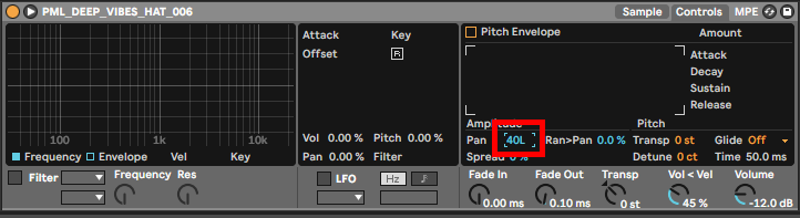 Change the panning to your liking Ableton Live
