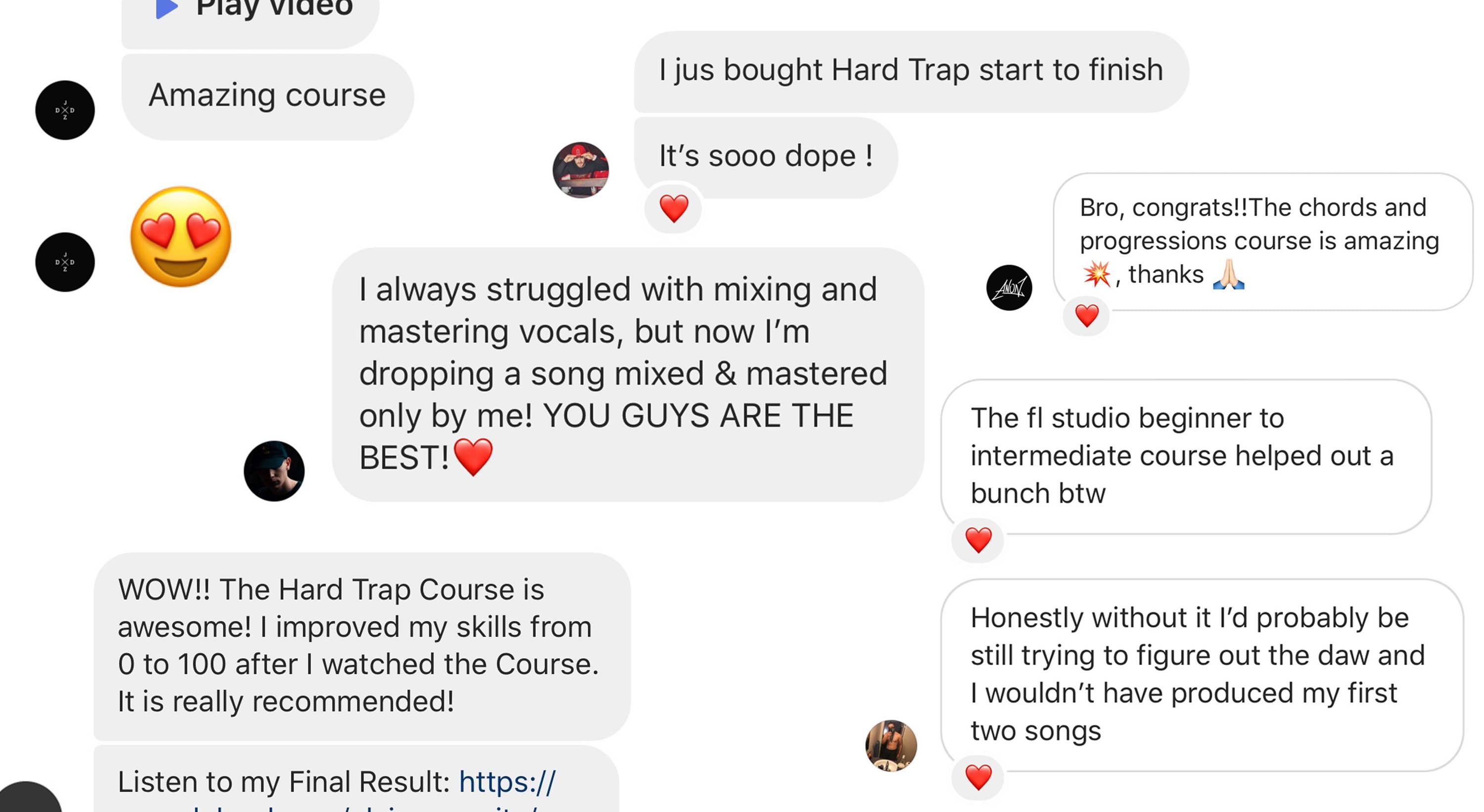 Screen Shots of Production Music Live Reviews sent in by Students