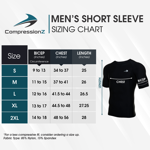 Men's Short Sleeve Shirt Size Chart