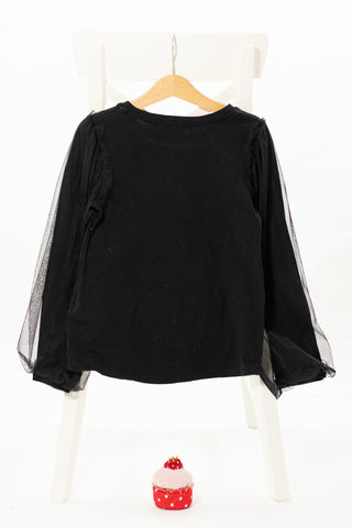 Черна блуза с тюлени ръкави H&M / 6-8г