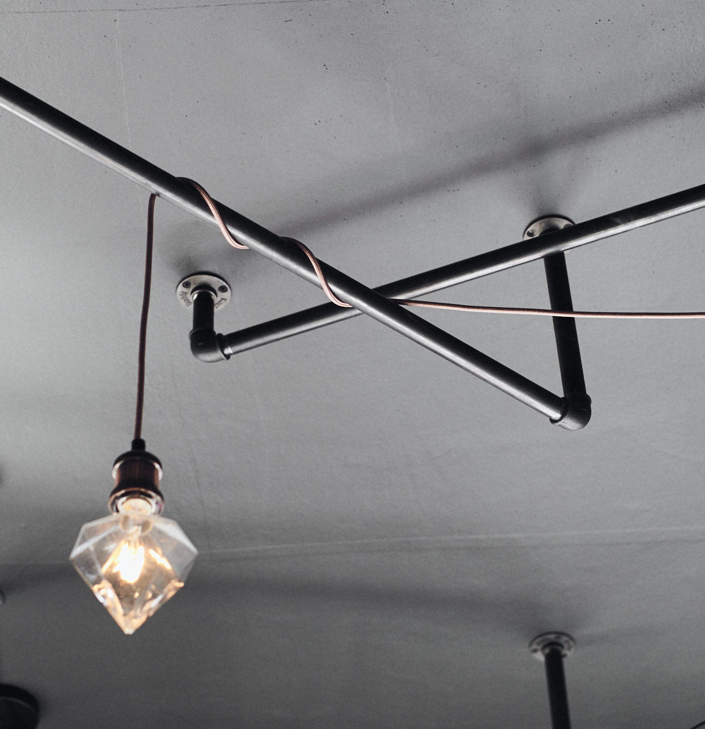 industrial design lightbulbs and lamp rails for ceiling attachment