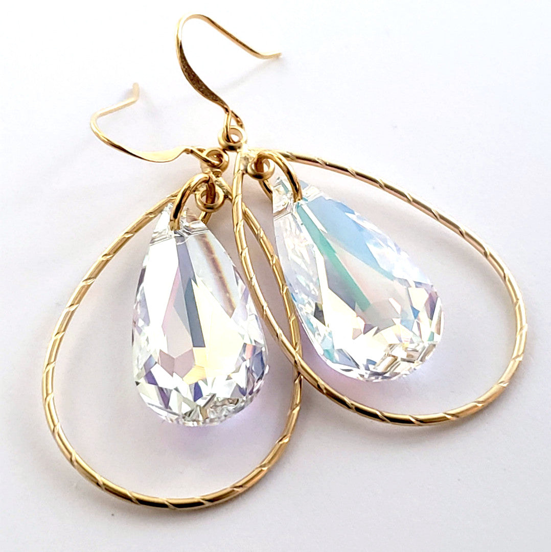 Aurora Lights Crystal Teardrop Hoop Earrings