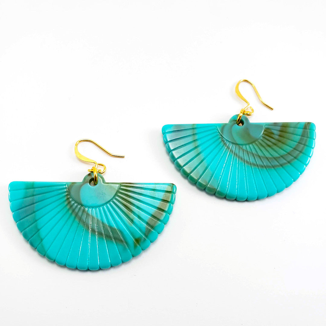 Vintage Turquoise Marbled Lucite Earrings