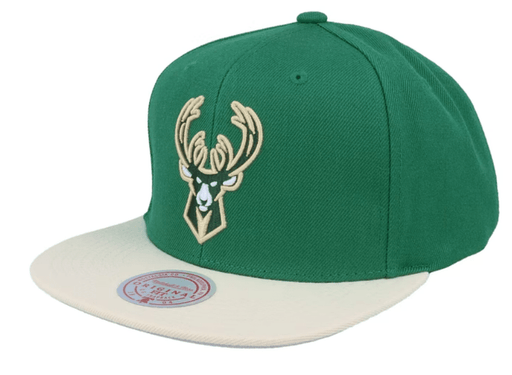 Men's Mitchell & Ness Cream Miami Heat Hardwood Classics Sail 2-Tone Snapback Hat