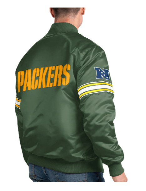 Green Bay Packers Starter Enforcer Satin Varsity Full-Snap Jacket - Green /Gold