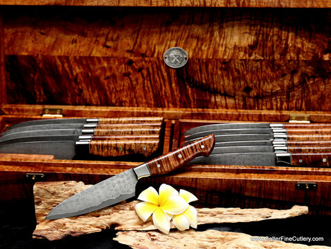 Handmade Damascus Kitchen Steak Knives, Steak Knife Set, Handmade