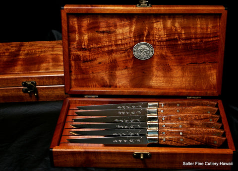 12-piece handcrafted steak knife set in 2 stackable keepsake boxes from Salter Fine Cutlery 