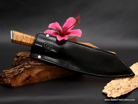 Handmade leather knife sheaths to protect your Salter Fine Cutlery chef knife