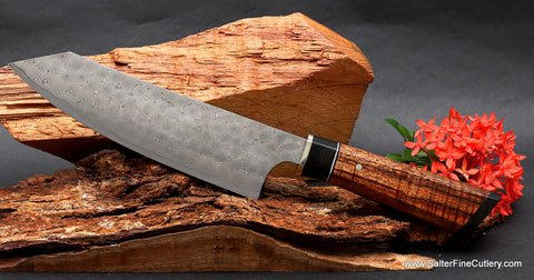 Luxury hand-forged gifts from SalterFineCutlery like this custom handmade bunka style chef knife