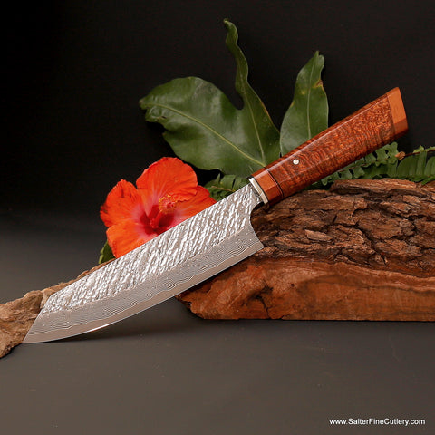 Our Raptor design series bunka with custom handle of Hawaiian kiawe and lychee by Salter Fine Cutlery