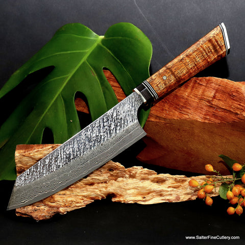 180mm Raptor bunka with extra-decorative handle hand-forged unique luxury Kitchen knives by Salter Fine Cutlery