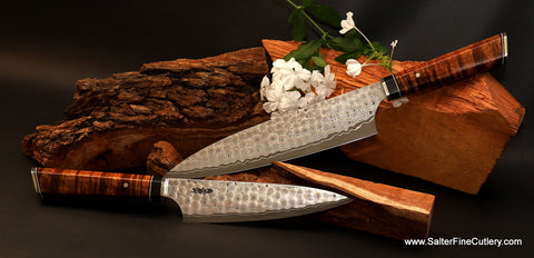 Custom hand-forged chef knives can be ordered individually or as sets from Salter Fine Cutlery of Hawaii