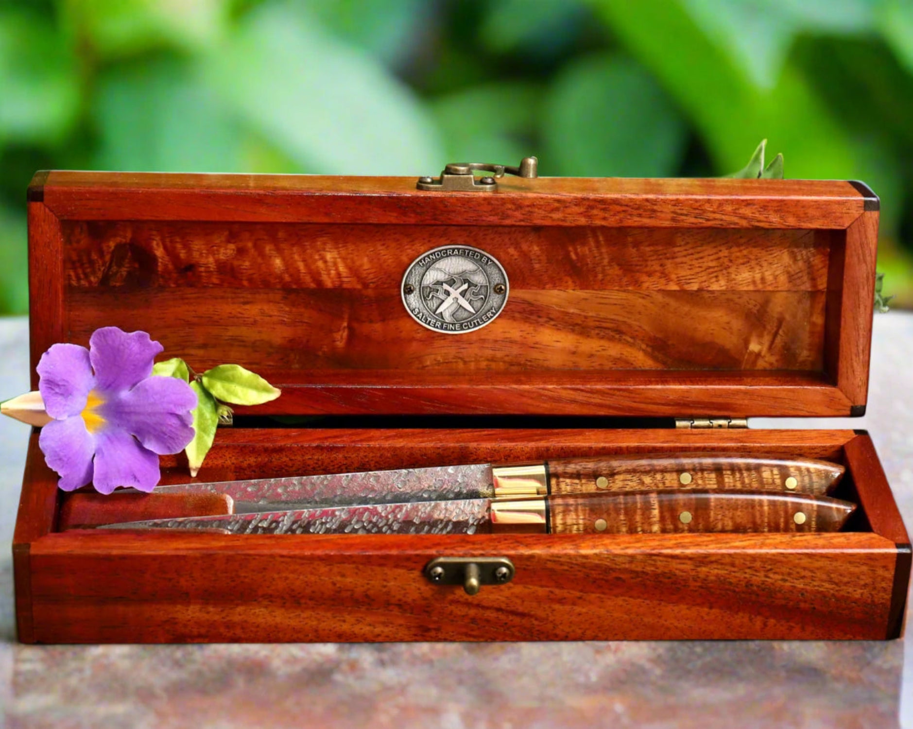 2-piece Hammered Raptor Pattern Steak Knife Set with Keepsake Box