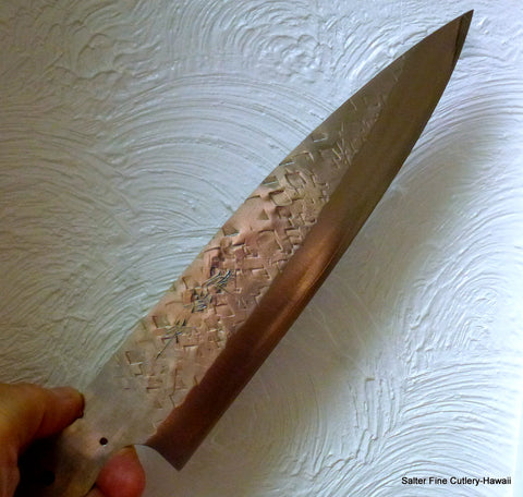 Hand-forged 210mm hammered basket weave pattern blade ready for custom handle