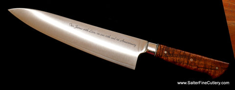 Salter Fine Cutlery offers knife engraving in a number of fonts to personalize your gift