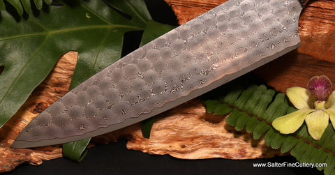 Blade detail Charybdis design series chef knife from Salter Fine Cutlery