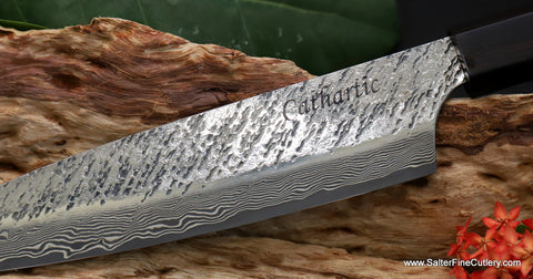 Custom engraved Raptor chef knife by Salter Fine Cutlery