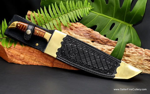 Bowie knife or carving knife this luxury collectible from Salter Fine Cutlery comes with handmade decorative belt sheath