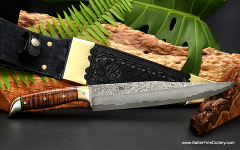 Luxury carving knife unique bowie or one-of-a-kind handmade collectible this knife will please any knife enthusiast from Salter Fine Cutlery of Hawaii