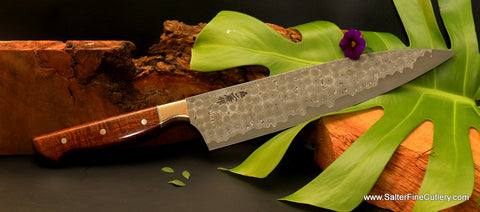 Farias Knives Custom Chef Cutlery Knife-Hawaiian Koa Handle 9.25 Bakers  Forge Damascus - EKnives LLC