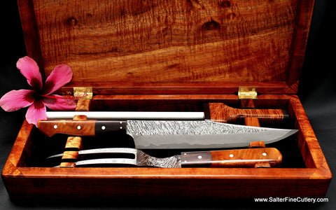 New Raptor design series luxury 3-piece carving set full-tang model in presentation box from Salter Fine Cutlery